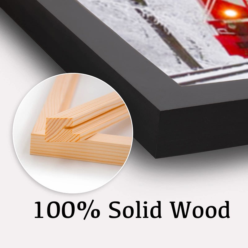 Egofine 18x24 Solid Wood Poster Frames Matted for 16x20 Black - Acrylic Plexiglass Front for Wall Mounting Hanging Picture Frame Vertically or Horizontally, Set of 2 - Image 2